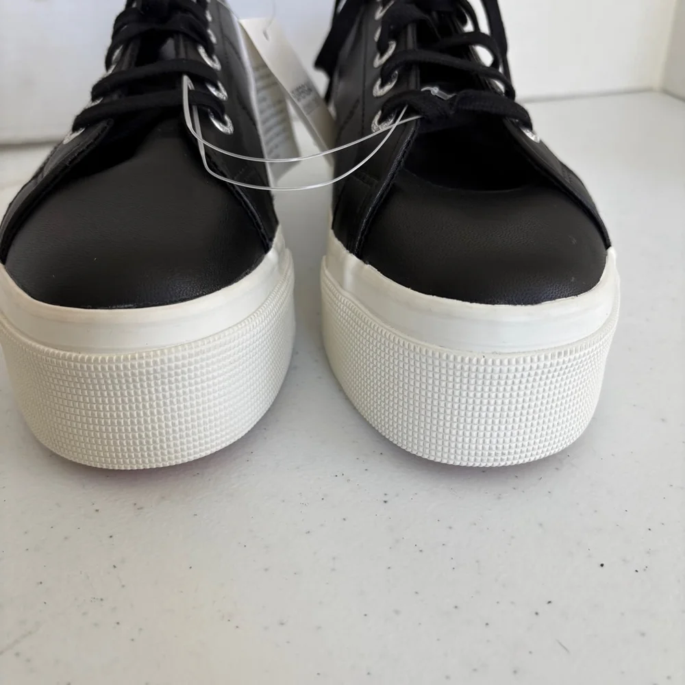 NWT Superga 2790 Nappa Platform Sneakers, Black, Size 9 women